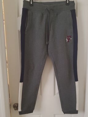 Gray Track Joggers with Navy & Cream Trim